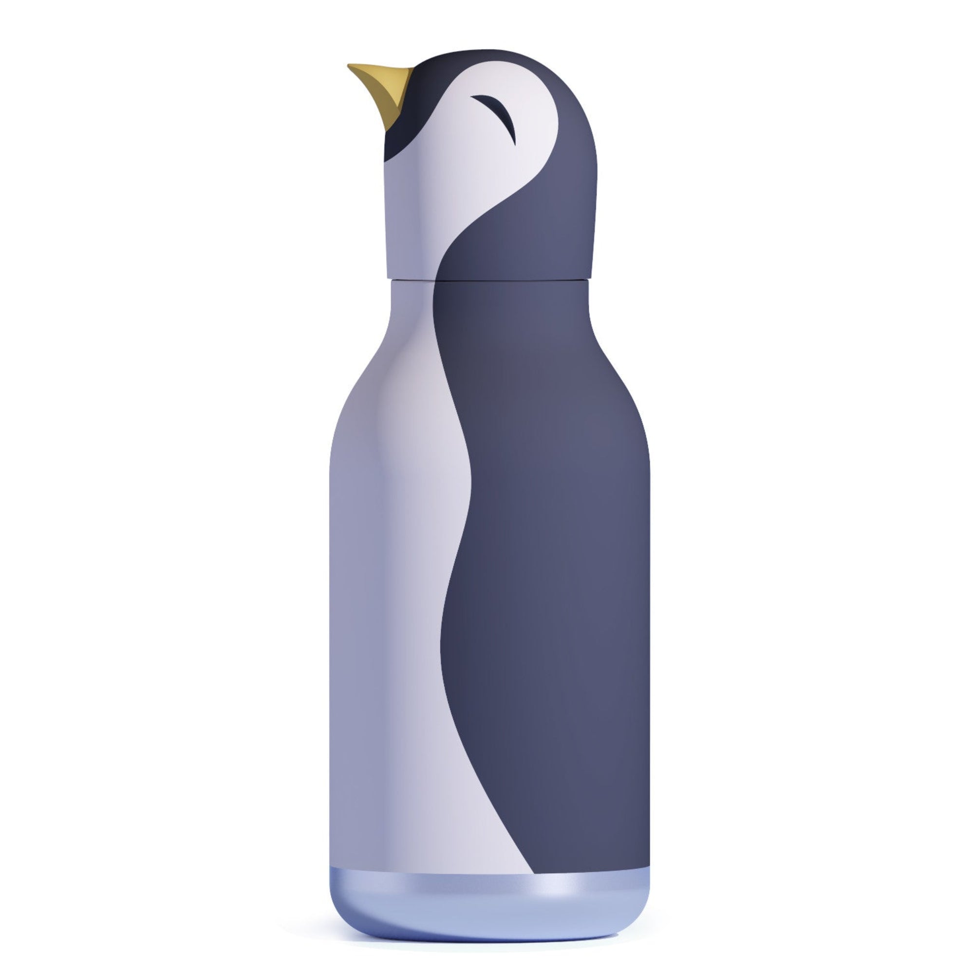 Asobu Bestie Bottle – czarno-biała butelka termiczna 460 ml dla dzieci, uroczy wzór pingwina, słomka, stal nierdzewna, izolacja termiczna.