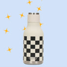 Asobu Bestie Bottle – czarno-biała butelka termiczna 460 ml dla dzieci, uroczy wzór rakiety, słomka, stal nierdzewna, izolacja termiczna.