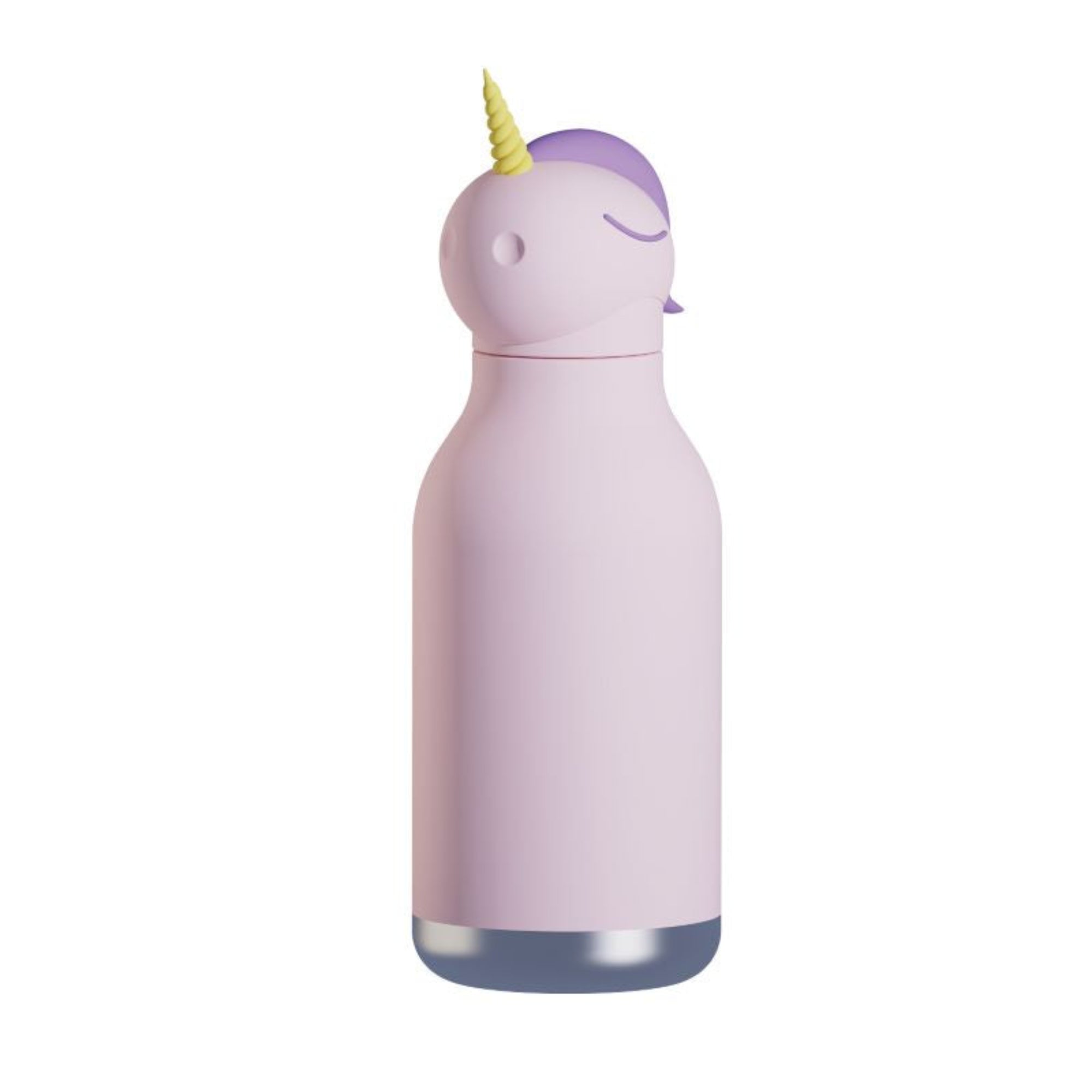 Asobu Bestie Bottle – różowa butelka termiczna 460 ml dla dzieci, uroczy wzór jednorożca, słomka, stal nierdzewna, izolacja termiczna.