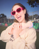 Asobu Bestie Bottle – różowa butelka termiczna 460 ml dla dzieci, uroczy wzór jednorożca, słomka, stal nierdzewna, izolacja termiczna.