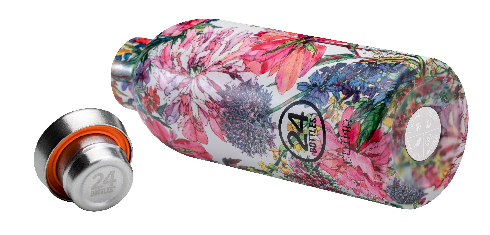Butelka termiczna 24Bottles CLIMA– izolacja próżniowa, bez BPA, idealna do gorących i zimnych napojów, wzór: begonie