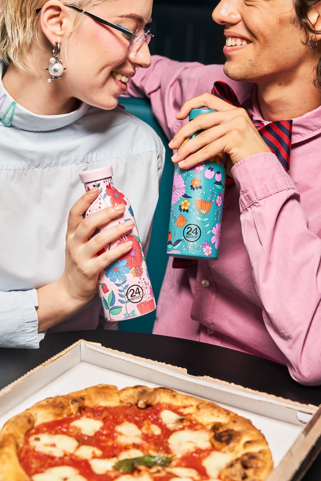 Butelka termiczna 24Bottles CLIMA– izolacja próżniowa, bez BPA, idealna do gorących i zimnych napojów, wzór: bloom bloom green