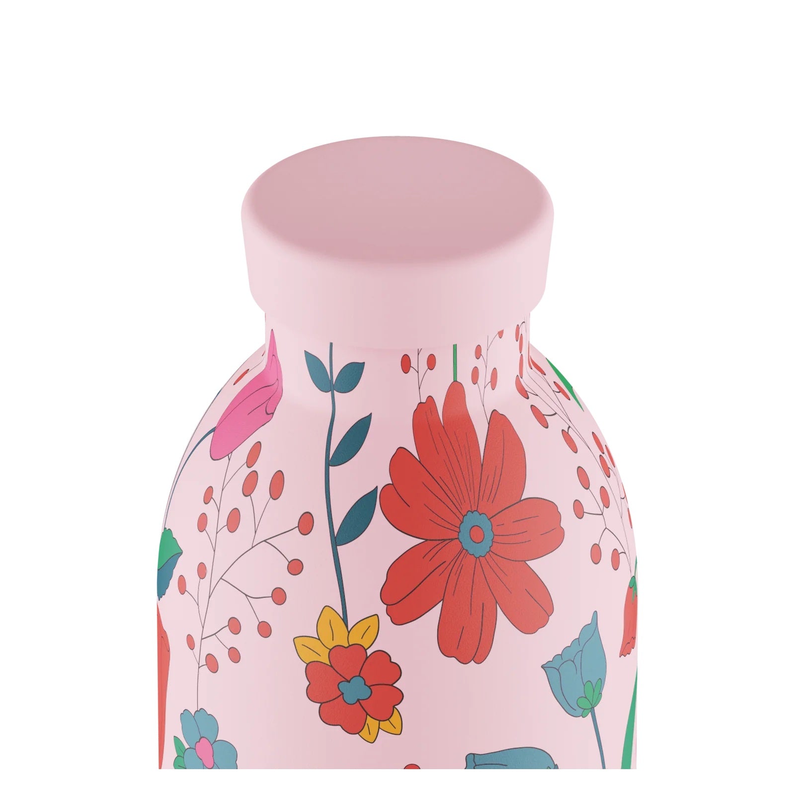 Butelka termiczna 24Bottles CLIMA– izolacja próżniowa, bez BPA, idealna do gorących i zimnych napojów, wzór: bloom bloom pink