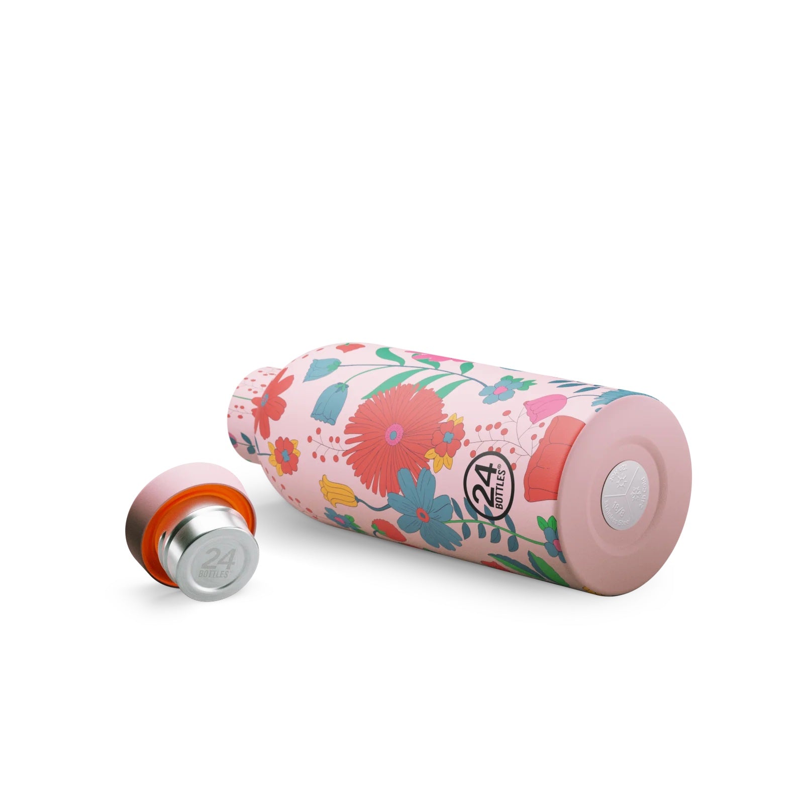 Butelka termiczna 24Bottles CLIMA– izolacja próżniowa, bez BPA, idealna do gorących i zimnych napojów, wzór: bloom bloom pink