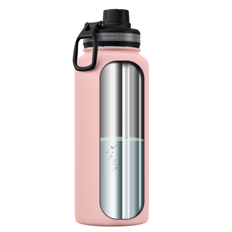 Wessper Thermosteel 1 l różowa – stalowa butelka termiczna, utrzymuje ciepło 12 h, zimno 24 h, 3 zakrętki, szczelna.