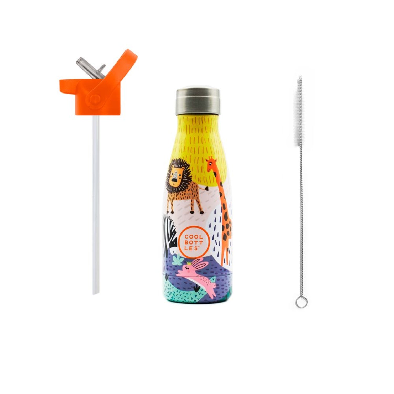 Cool Bottles Kids Savannah Kingdom – termiczna butelka dla dzieci, z ustnikiem, bez BPA, wzór: savana