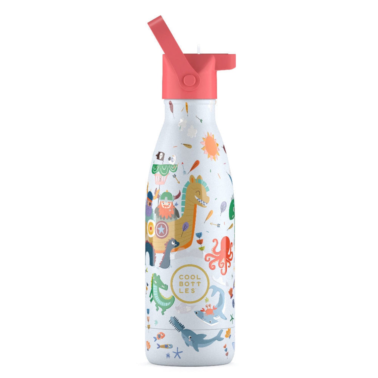 Cool Bottles Kids Brave Vikings – termiczna butelka dla dzieci, z ustnikiem, bez BPA, wzór: wikingowie