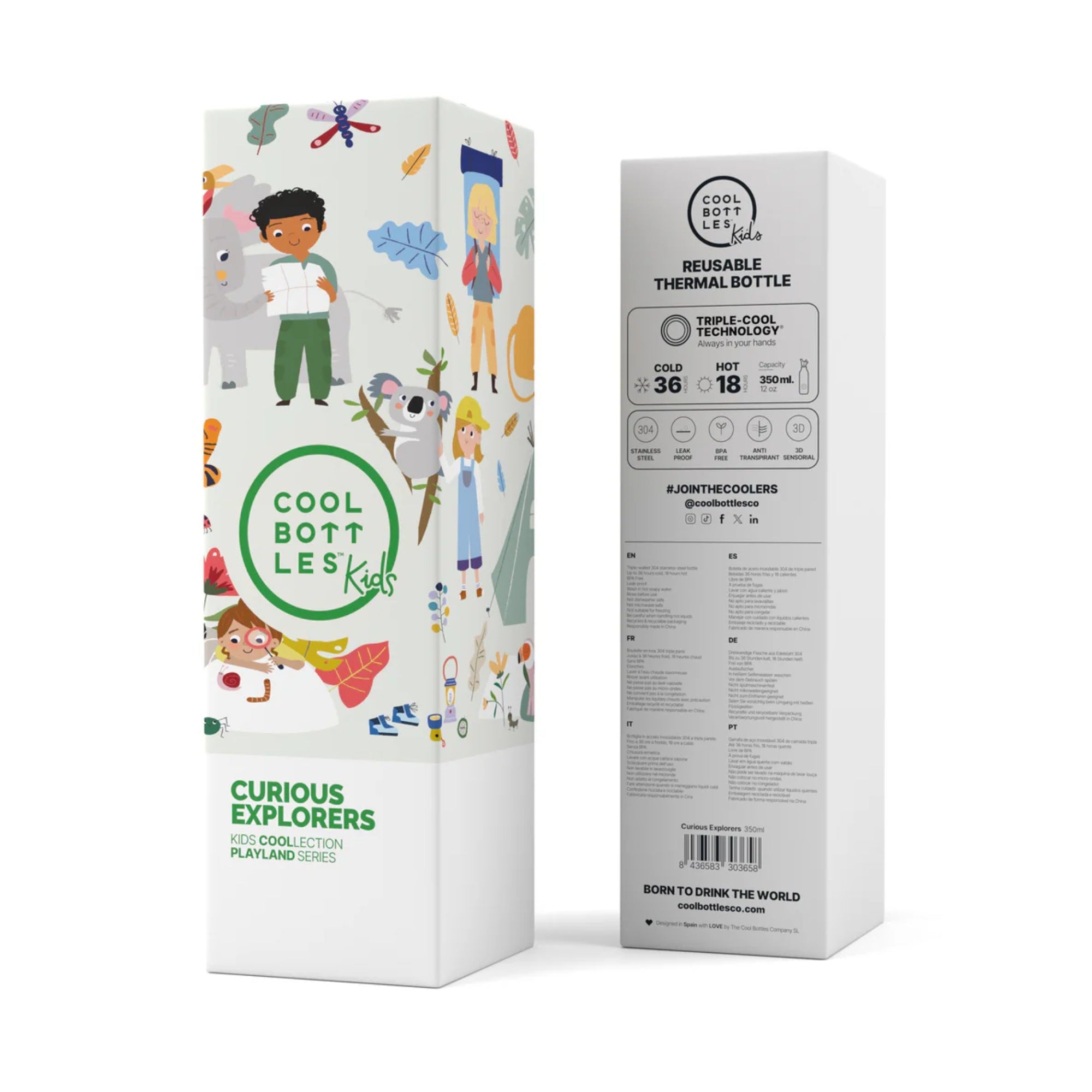 Cool Bottles Kids Curious Explorers – termiczna butelka dla dzieci, z ustnikiem, bez BPA, wzór: odkrywcy