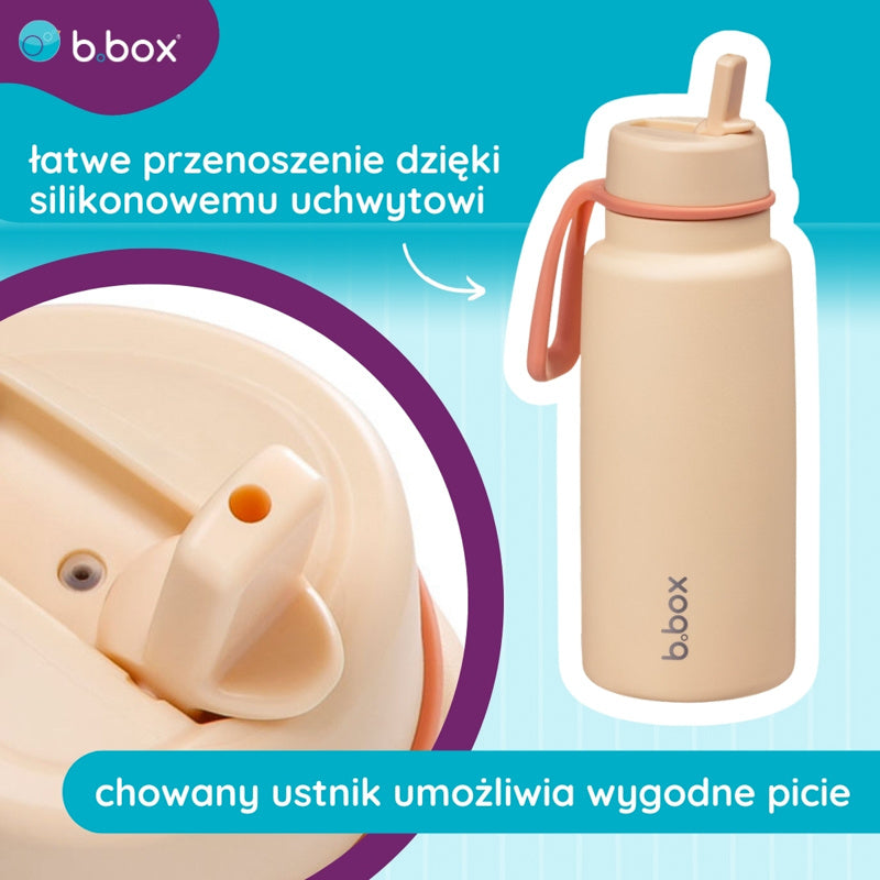 Butelka termiczna z ustnikiem B.BOX – potrójna izolacja, ustnik i wygodny uchwyt, kolor: brzoskwiniowy
