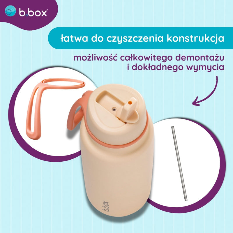 Butelka termiczna z ustnikiem B.BOX – potrójna izolacja, ustnik i wygodny uchwyt, kolor: brzoskwiniowy