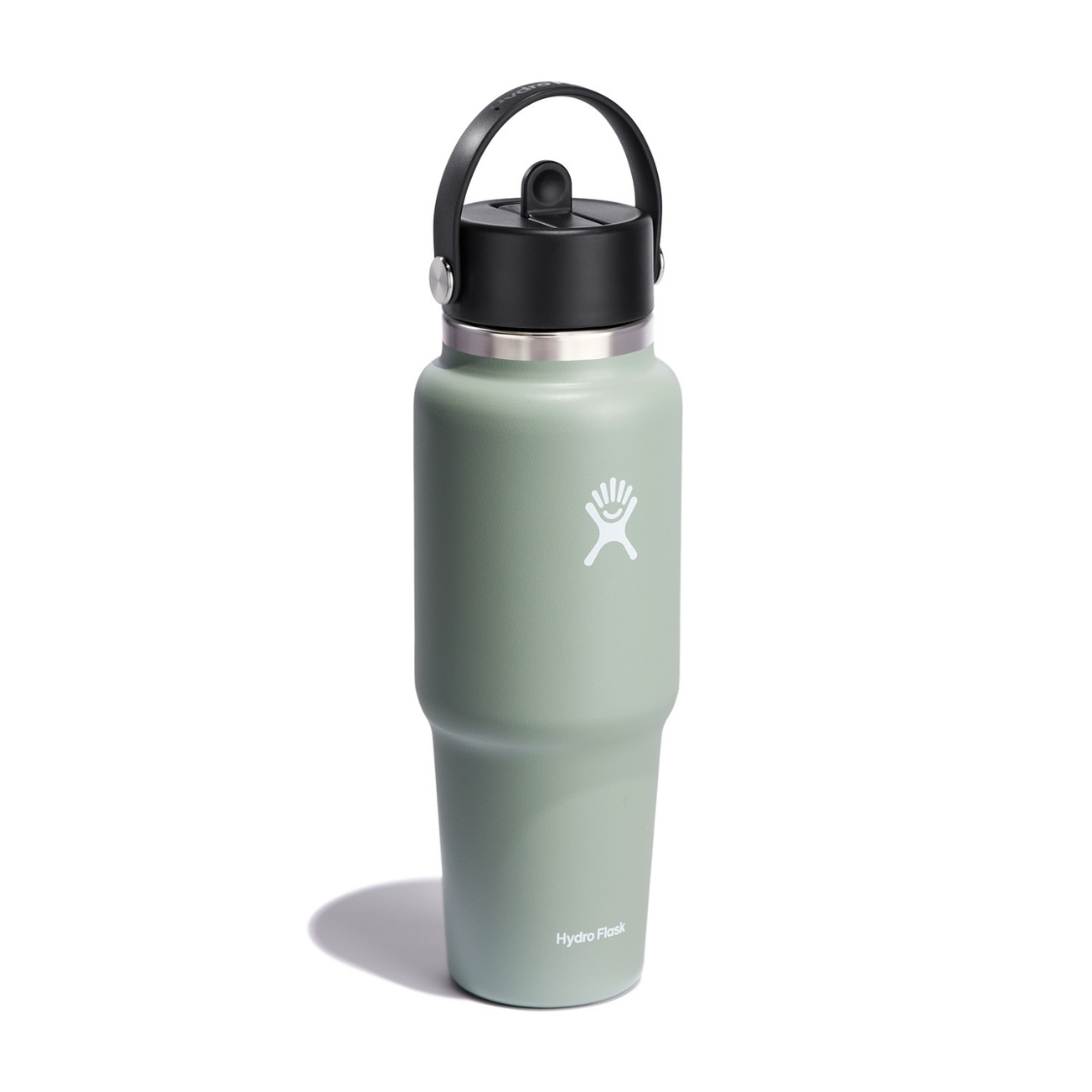 Zielona Hydro Flask Travel Bottle – pojemność 946 ml, stal nierdzewna, słomka, izolacja próżniowa, idealna na trening i podróż