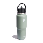 Zielona Hydro Flask Travel Bottle – pojemność 946 ml, stal nierdzewna, słomka, izolacja próżniowa, idealna na trening i podróż