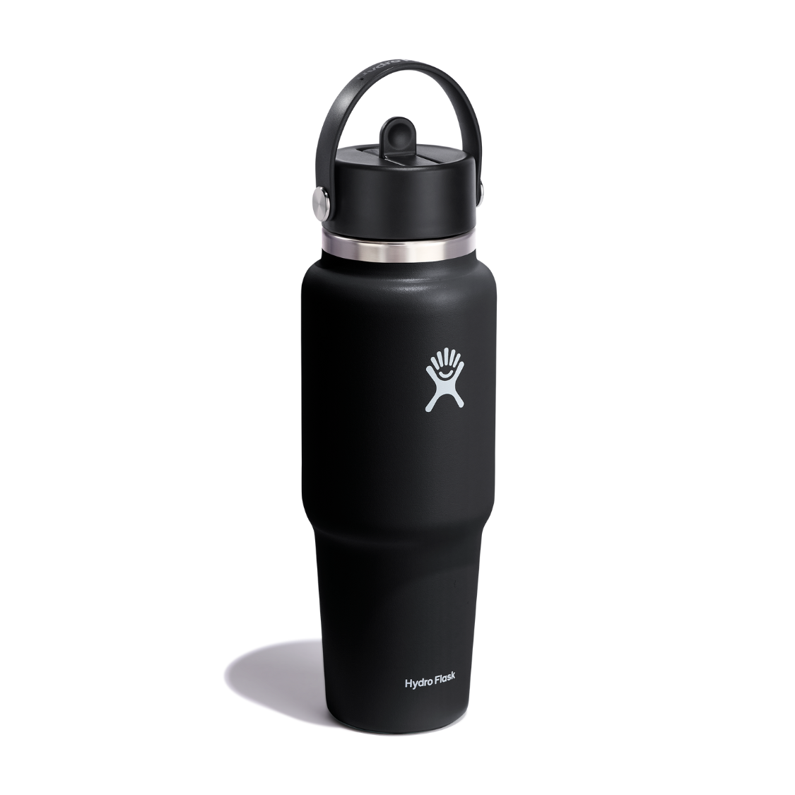 Czarna butelka termiczna Hydro Flask Travel Bottle – pojemność 946 ml, stal nierdzewna, słomka, izolacja próżniowa, idealna na trening i podróż