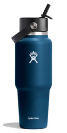Granatowa butelka termiczna Hydro Flask Travel Bottle – pojemność 946 ml, stal nierdzewna, słomka, izolacja próżniowa, idealna na trening i podróż