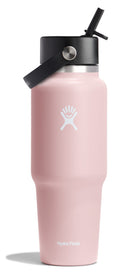 Różowa Hydro Flask Travel Bottle – pojemność 946 ml, stal nierdzewna, słomka, izolacja próżniowa, idealna na trening i podróż