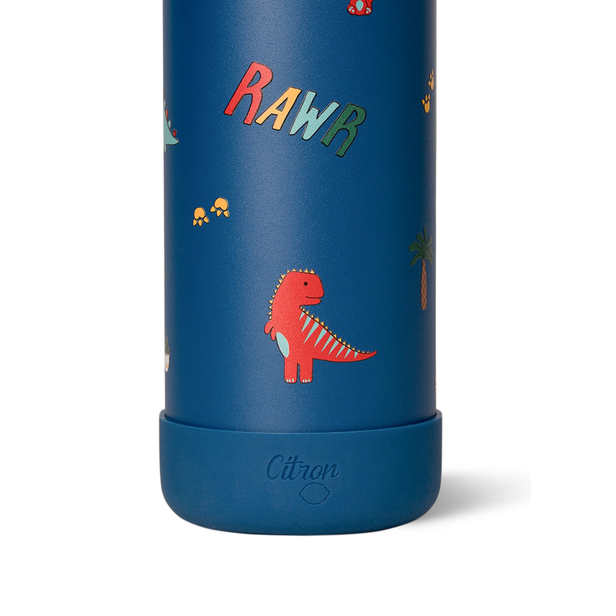 Stalowy bidon Citron 500 ml Blue Dino trzymający ciepło i zimno w niebieskim kolorze