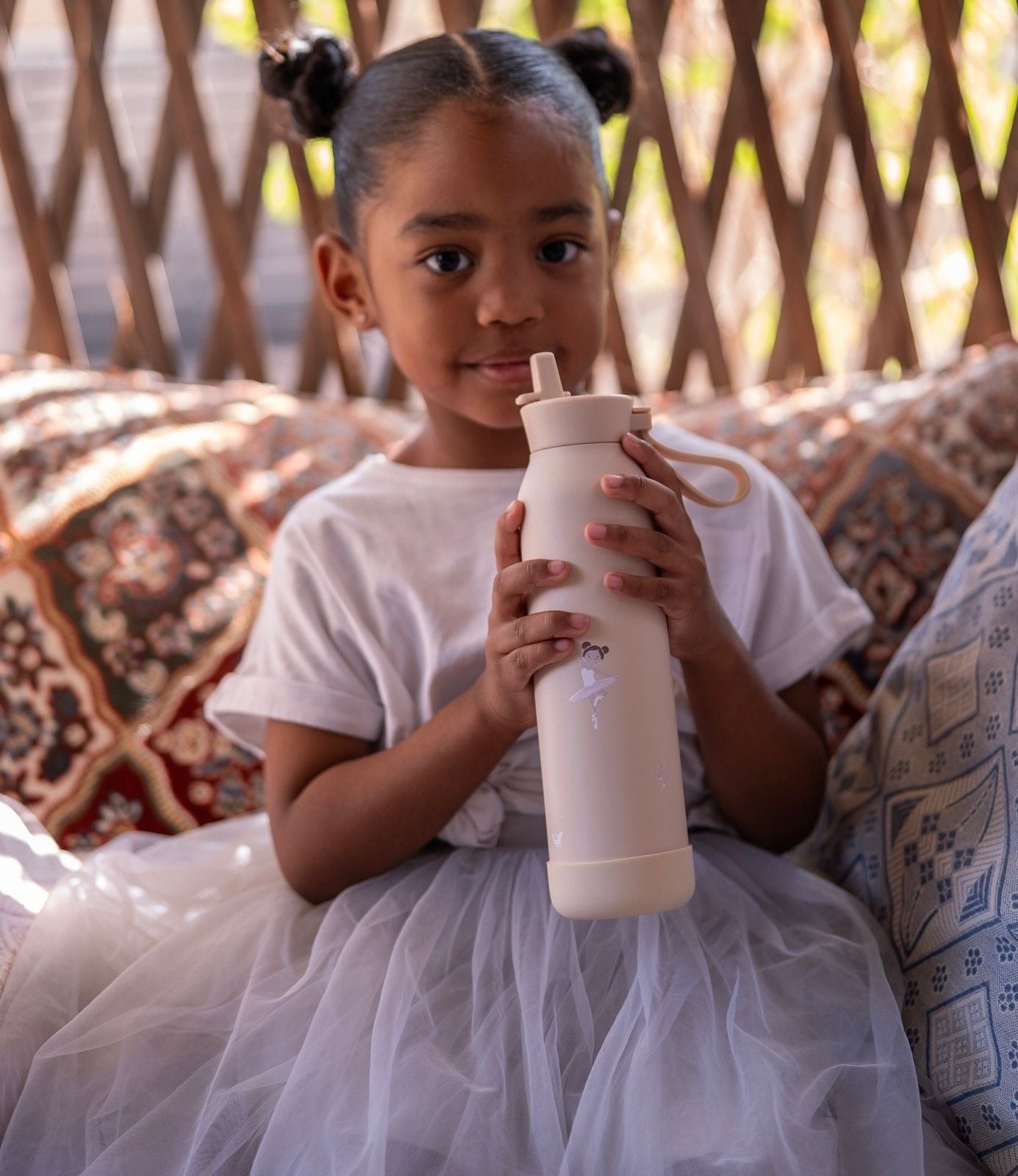 Citron butelka termiczna Ballerina 350 ml dziecięca, stal nierdzewna, szczelna, z elastyczną słomką