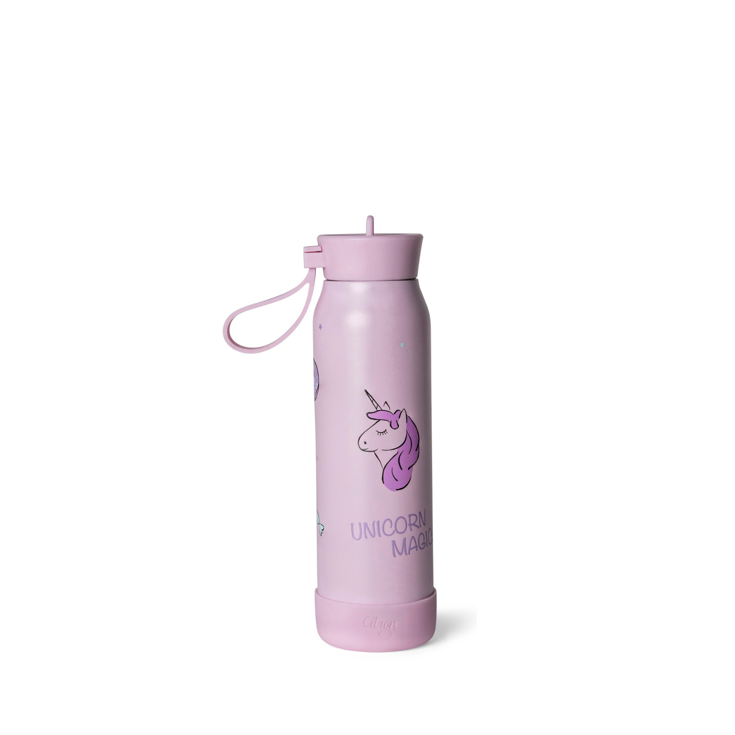 Citron butelka Stormy Unicorn 350 ml dziecięca, termiczna, stal nierdzewna, szczelna, z elastyczną słomką