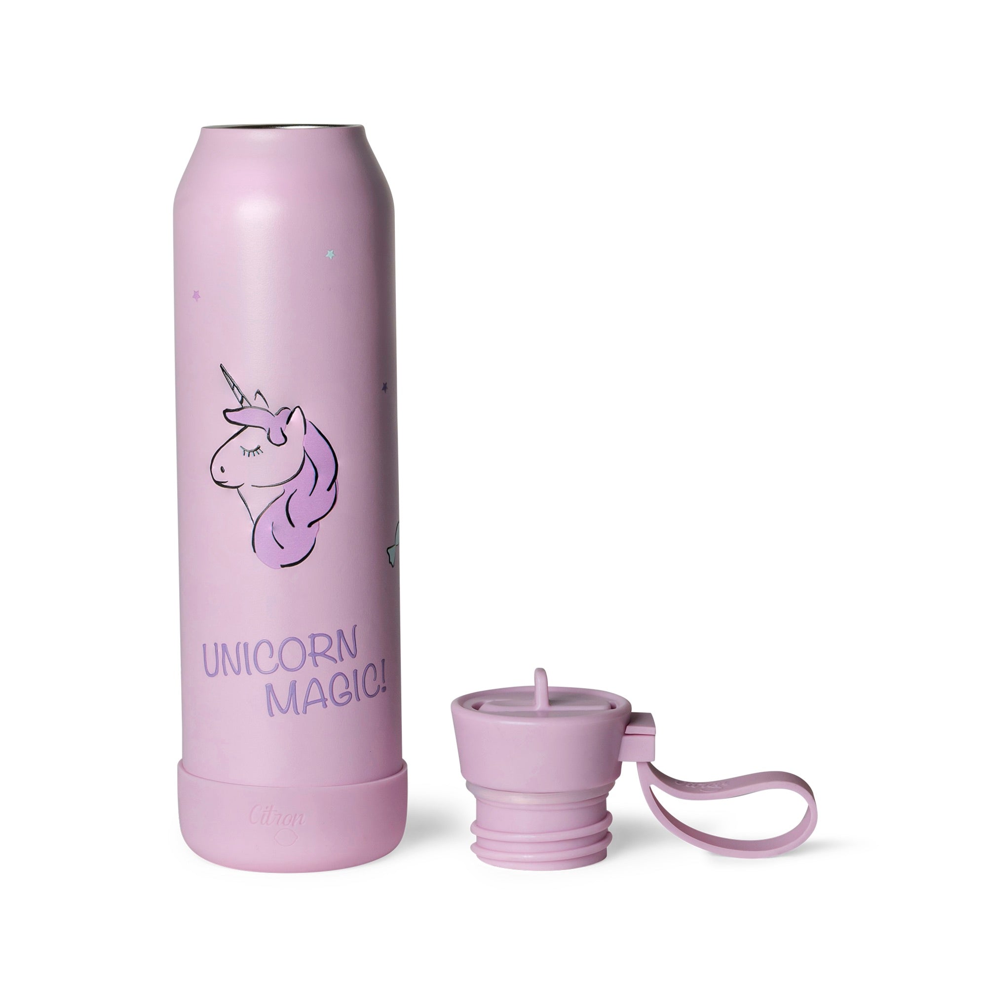 Citron butelka Stormy Unicorn 500 ml dziecięca, termiczna, stal nierdzewna, szczelna, z elastyczną słomką