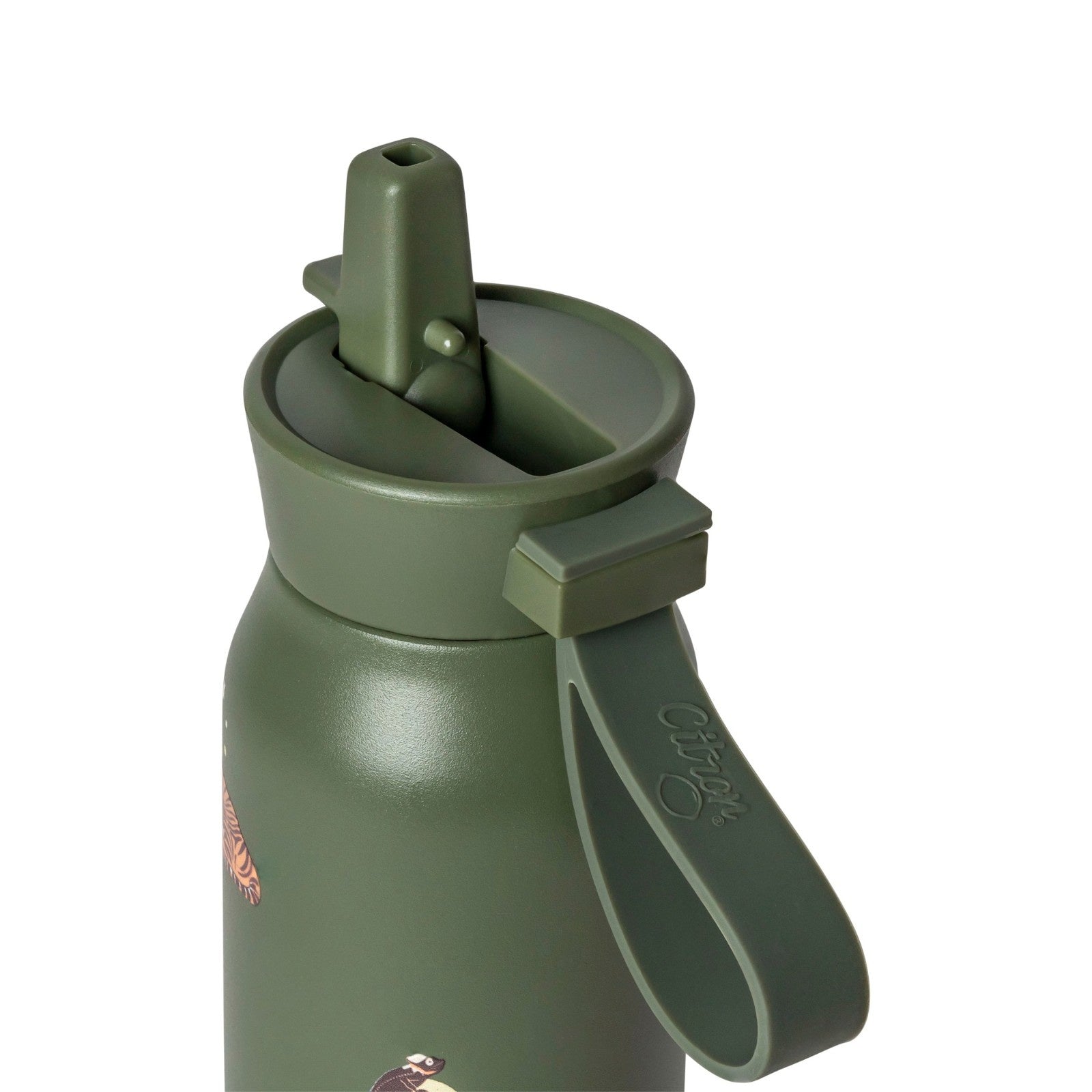 Citron zielona butelka Tiger 350 ml dziecięca, termiczna, stal nierdzewna, szczelna, z elastyczną słomką