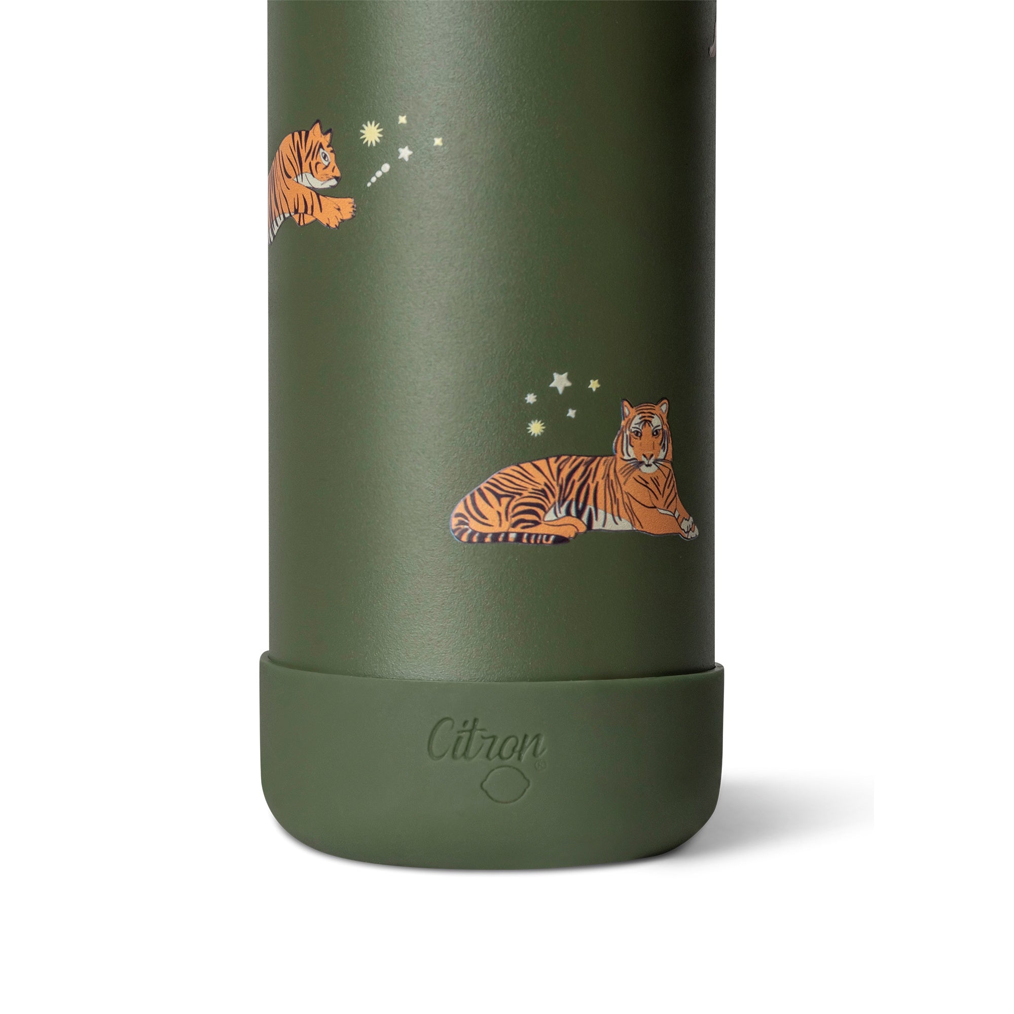 Citron butelka Tiger 500 ml dziecięca, termiczna, zielona, stal nierdzewna, szczelna, z elastyczną słomką
