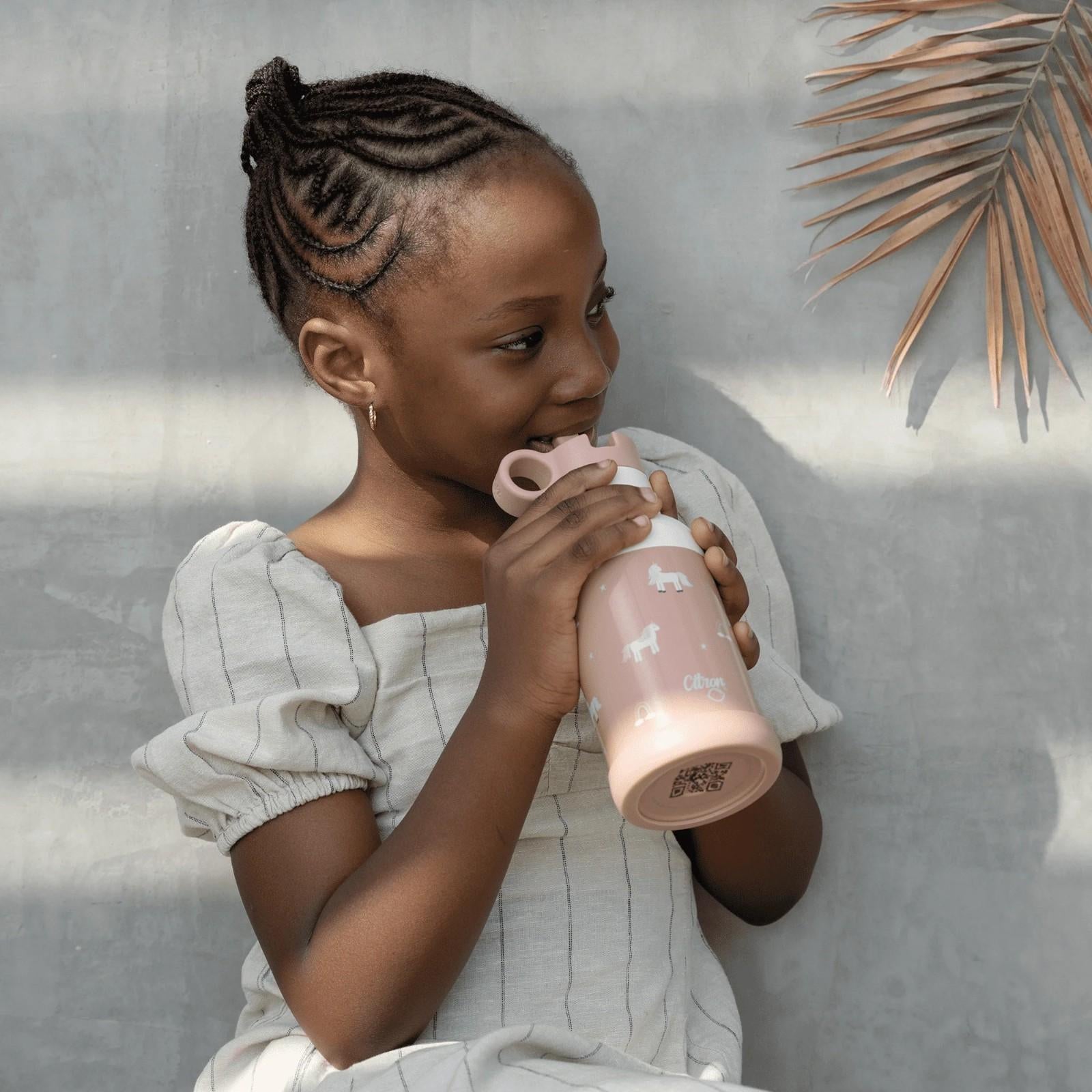 Citron butelka termiczna Unicorn Blush Pink 350 ml dziecięca, stal nierdzewna, szczelna, z elastyczną słomką