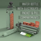 Butelka ASOBU Electrolyte zielona 1,3 l – wytrzymały tritan, wbudowany pojemnik na suplementy, szczelna i lekka, idealna dla aktywnych