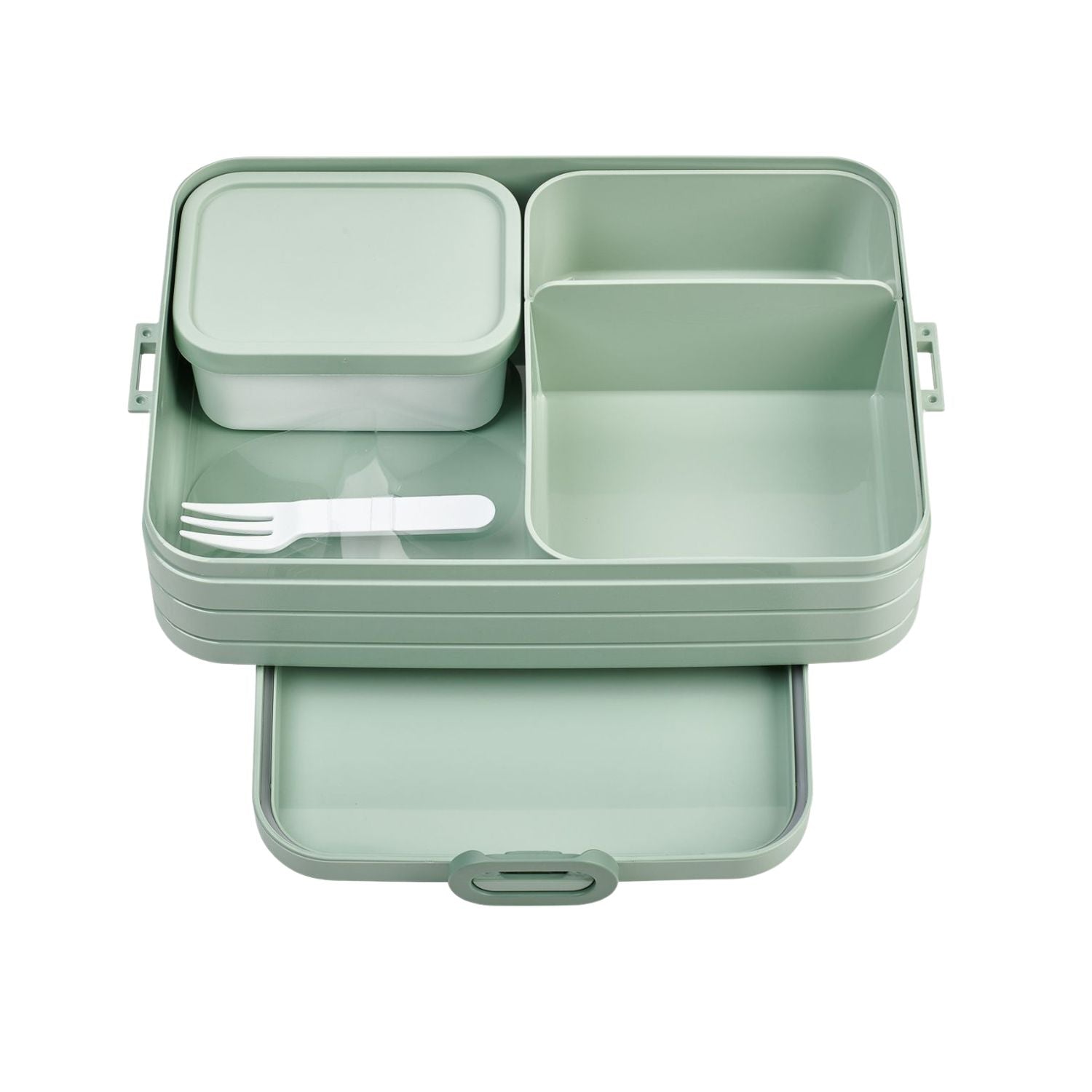 Lunch box Take A Break Mepal - zielony , duża pojemność, z widelcem i wyjmowanymi pojemnikami, wyprodukowano w Europie