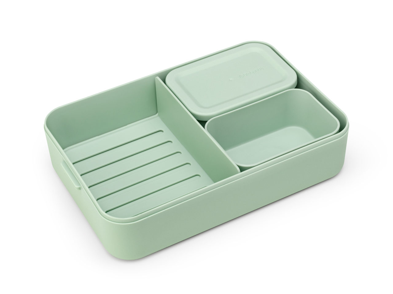 Lunchbox Brabantia Make & Take 2 L z przegródkami i dodatkowymi pojemnikami, szczelny, nadaje się do mikrofalówki, zamrażarki i zmywarki, ekologiczny, kolor: zielony