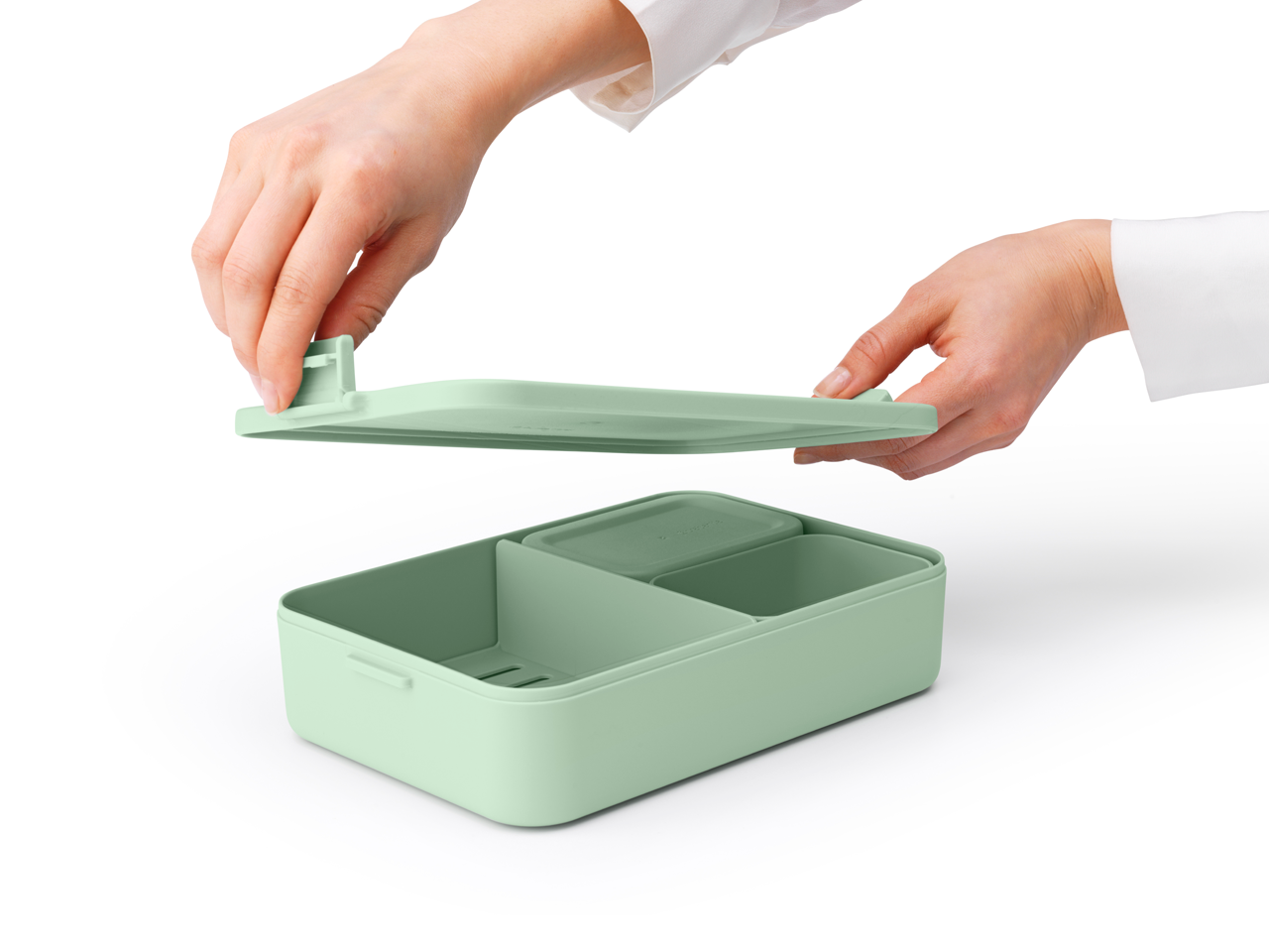 Lunchbox Brabantia Make & Take 2 L z przegródkami i dodatkowymi pojemnikami, szczelny, nadaje się do mikrofalówki, zamrażarki i zmywarki, ekologiczny, kolor: zielony