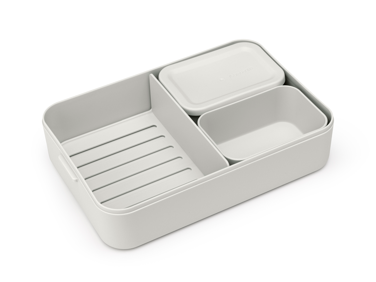Lunchbox Brabantia Make & Take 2 L z przegródkami i dodatkowymi pojemnikami, szczelny, nadaje się do mikrofalówki, zamrażarki i zmywarki, ekologiczny, kolor: szary