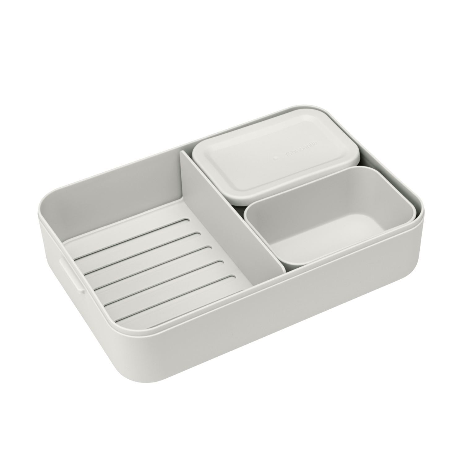 Lunchbox Brabantia Make & Take 2 L z przegródkami i dodatkowymi pojemnikami, szczelny, nadaje się do mikrofalówki, zamrażarki i zmywarki, ekologiczny, kolor: szary