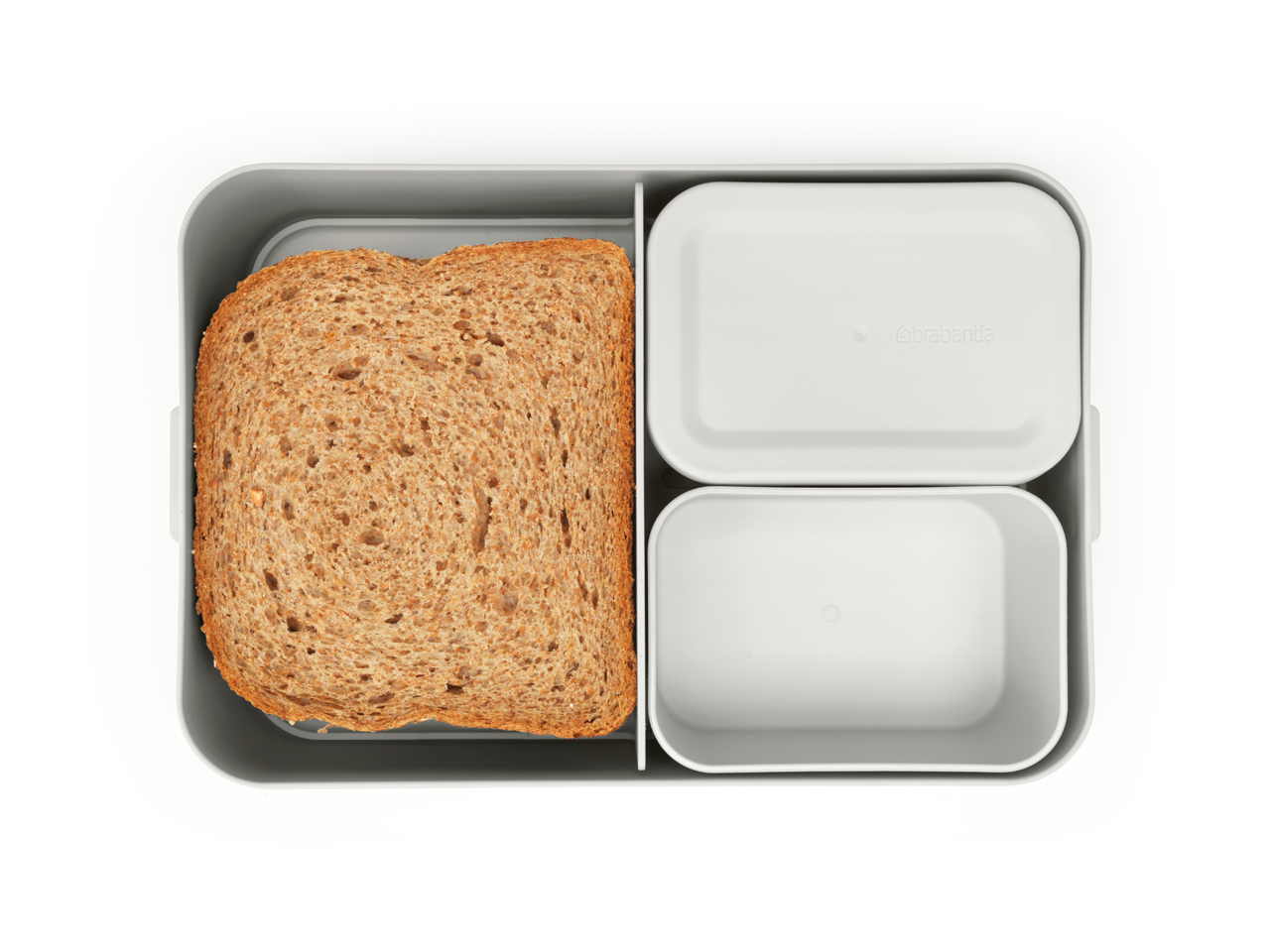 Lunchbox Brabantia Make & Take 2 L z przegródkami i dodatkowymi pojemnikami, szczelny, nadaje się do mikrofalówki, zamrażarki i zmywarki, ekologiczny, kolor: szary