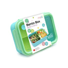 Duży lunchbox z wyjmowanymi przegródkami Melii Blue & Mint - 3 przegródki, 100% szczelności, łatwy do otwierania i bezpieczny dla zdrowia, silikon spożywczy, idealny do szkoły i pracy, kolor: niebieski / zielony