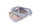 Duży lunchbox z wyjmowanymi przegródkami Melii Pink & Grey - 3 przegródki, 100% szczelności, łatwy do otwierania i bezpieczny dla zdrowia, silikon spożywczy, idealny do szkoły i pracy, kolor: różowy / szary