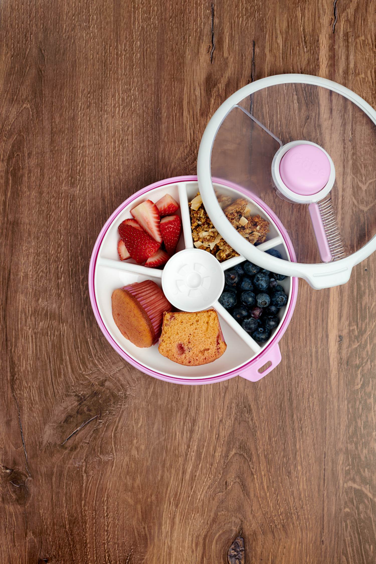 GoBe Large Snack Spinner – pojemnik na przekąski, interaktywny, szczelny i łatwy w obsłudze, kolor: taro purple