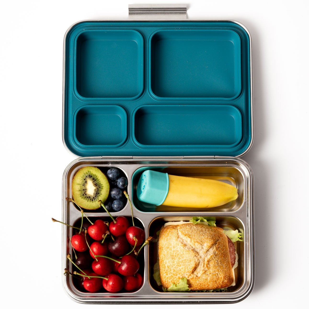 Lekkabox Maxi Blue – pojemna stalowa śniadaniówka bento dla dzieci i dorosłych