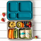 Niebieski bento box ze stali premium Lekkabox Maxi z komorami