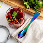 LEKKABOX SPORK RAINBOW – duży łyżkowidelec do jogurtu, dipów i musów, trwała stal, bez BPA, kolorowy i łatwy do zabrania w podróż