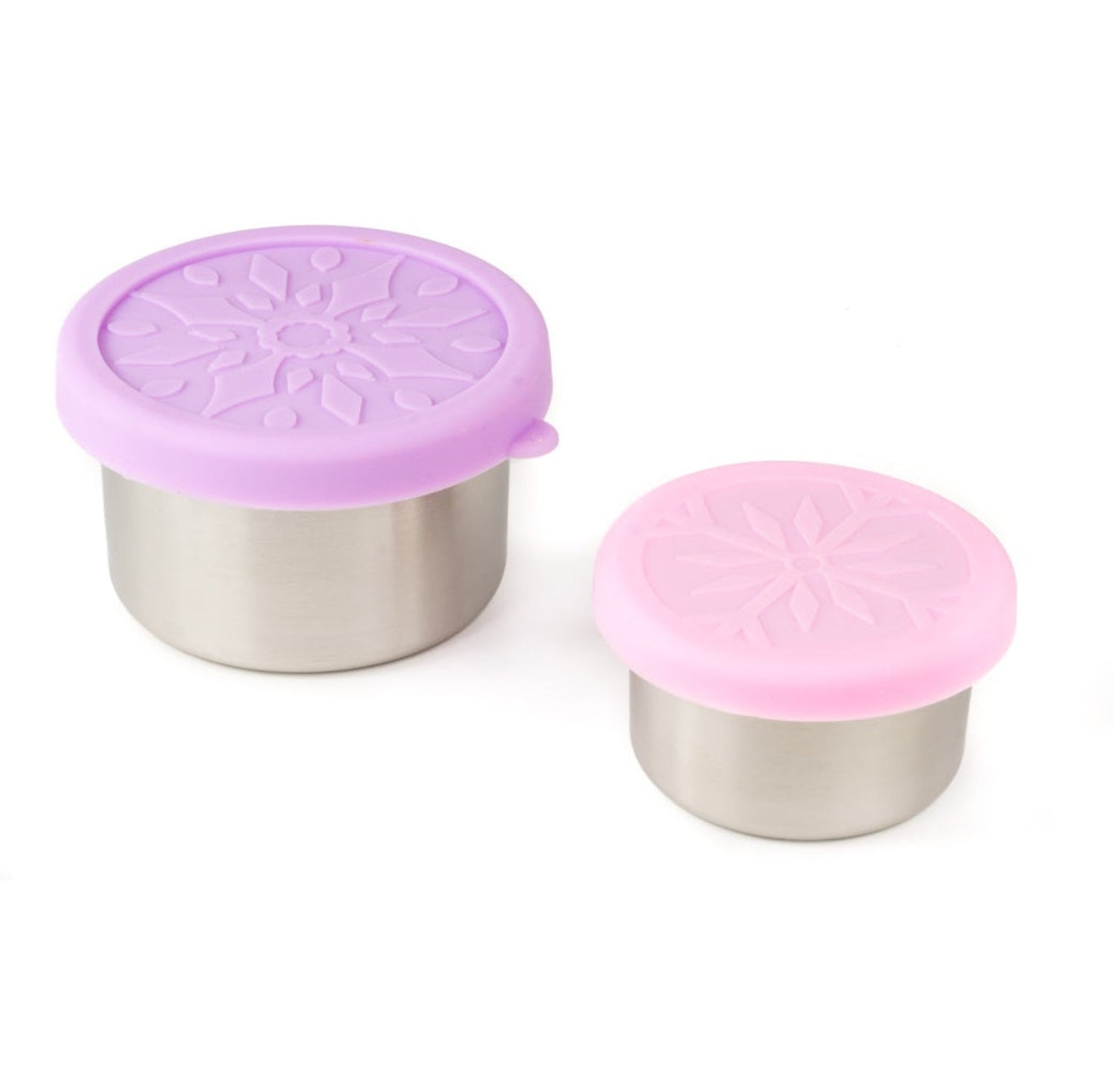 LEKKABOX® Dipper – zestaw 2 stalowych pojemników 50 ml i 100 ml na sosy, dipy i przyprawy, z szczelnymi silikonowymi pokrywkami.