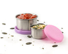 LEKKABOX® Dipper – zestaw 2 stalowych pojemników 50 ml i 100 ml na sosy, dipy i przyprawy, z szczelnymi silikonowymi pokrywkami.