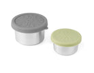LEKKABOX® Dipper – zestaw 2 stalowych pojemników 50 ml i 100 ml na sosy, dipy i przyprawy, z szczelnymi silikonowymi pokrywkami.