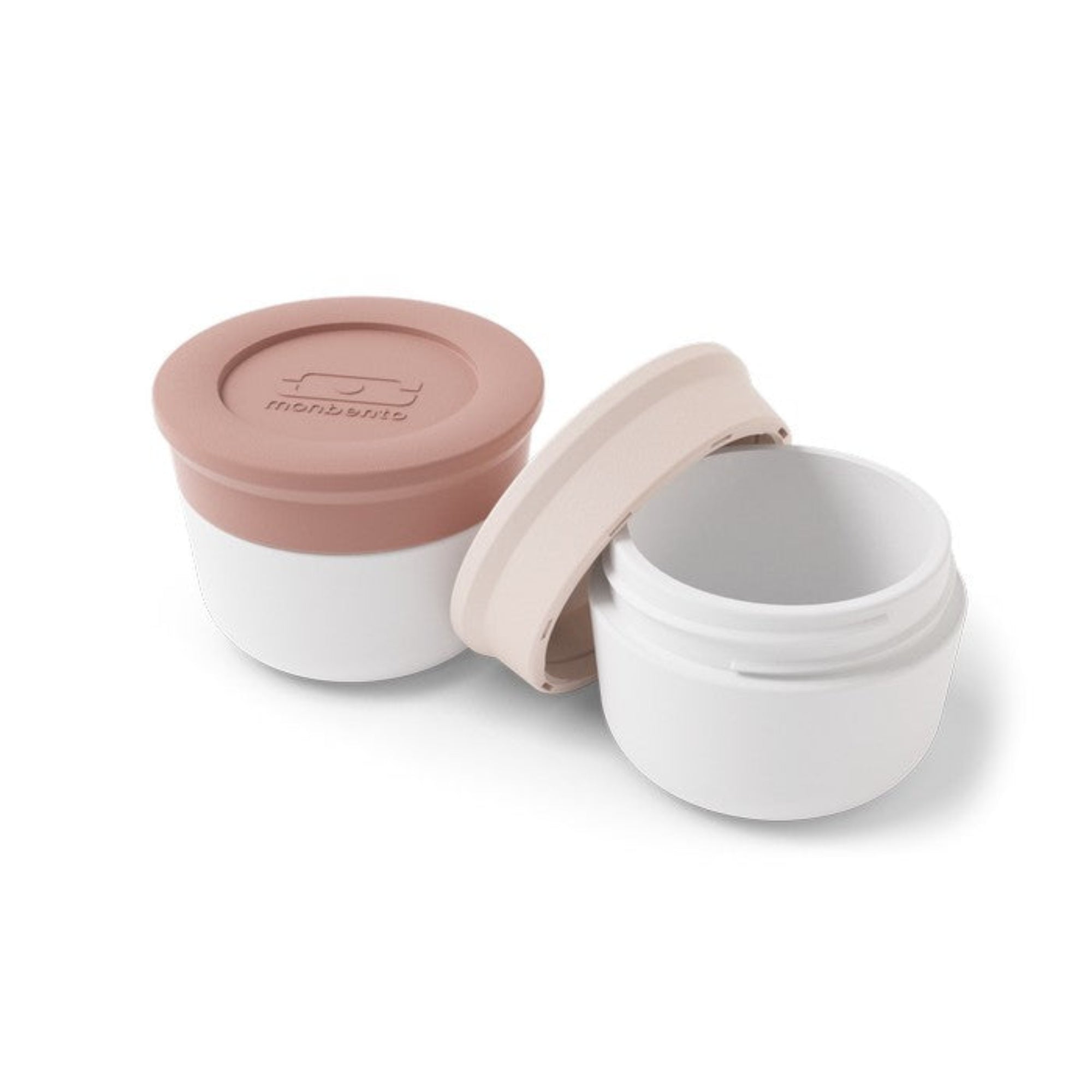 Monbento Temple S Moka / Pink – zestaw 2 pojemników po 10 ml. Idealne na sosy i dipy, szczelne, kompaktowe, bez BPA, do mikrofalówki i zmywarki