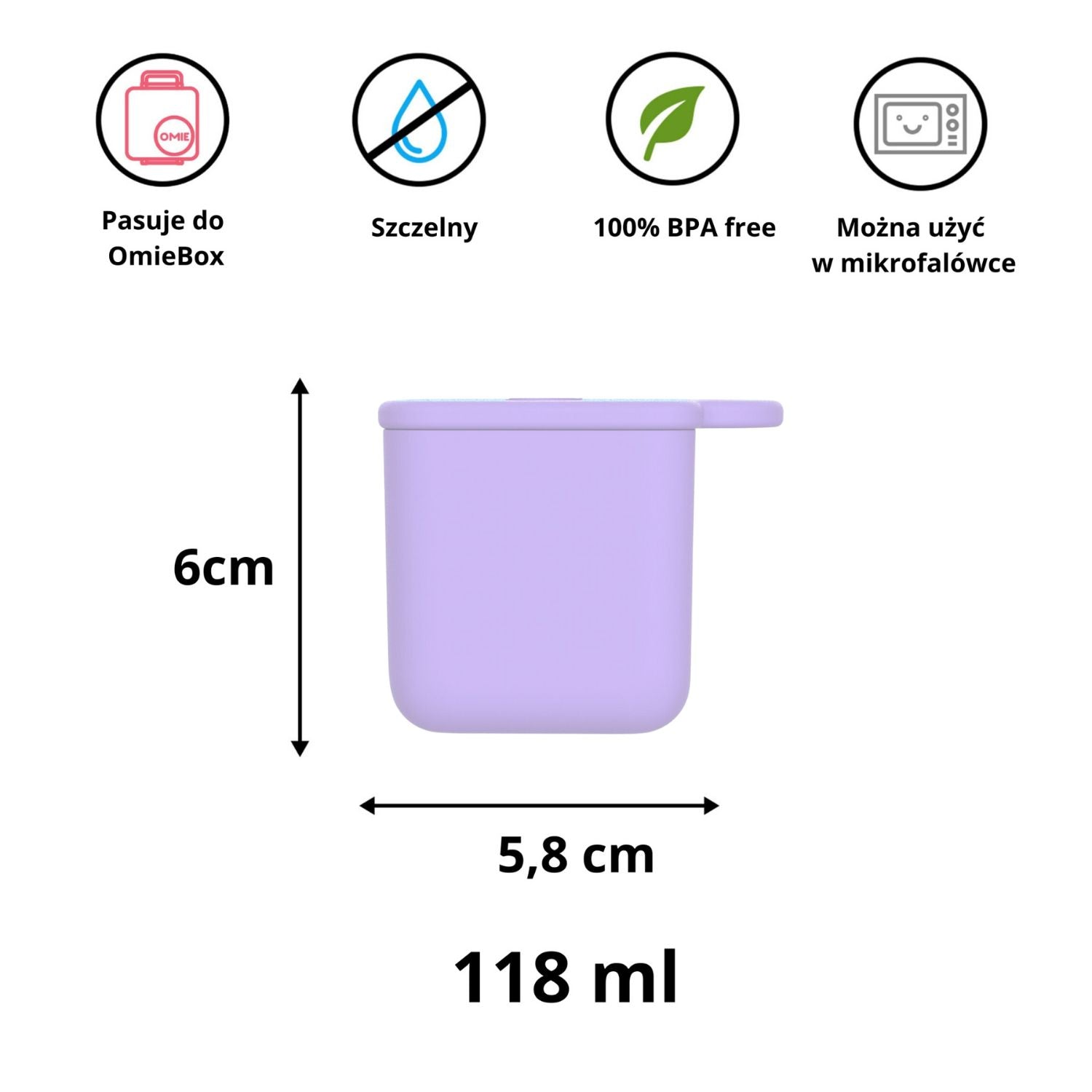 OmieDip – 2 silikonowe pojemniczki, bez BPA, 100% szczelne, pasują do OmieBox, kolor: fioletowo-różowy