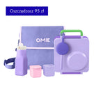 Fioletowy zestaw bento dla dzieci OmieBox Full Set Lilac Purple ze sztućcami i torbą