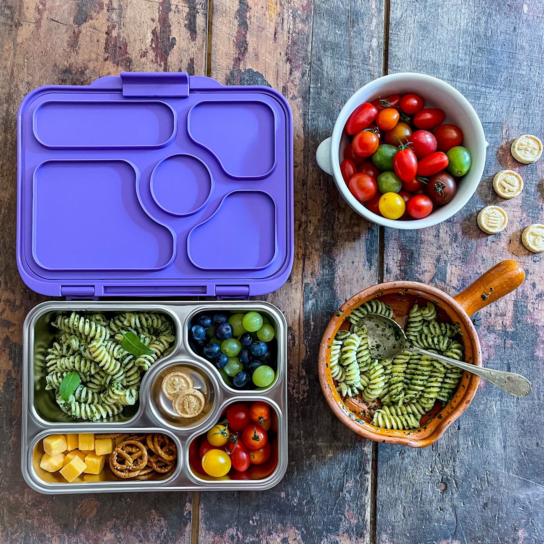 YUMBOX PRESTO stalowy lunchbox, 5 przegródek, Tango Orange Yumbox Lunch Boxes & Totes | TwójLunchBox