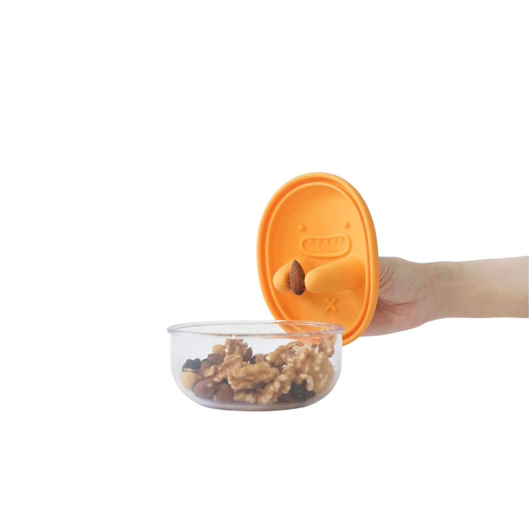 Monchi Finger Snack Bowl innowacyjny pojemnik na przekąski Tangerine Orange