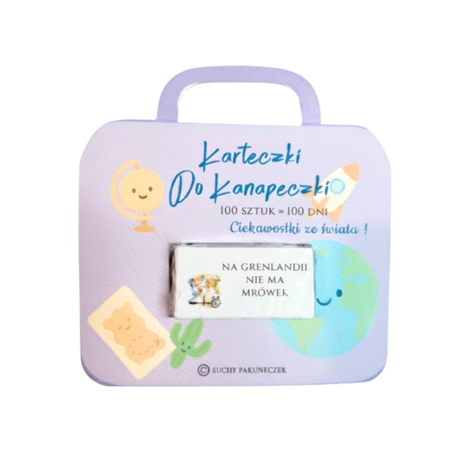 Karteczki do śniadaniówki Suchy Pakuneczek ciekawostki ze świata - interesujące fakty, idealne do lunch boxa i plecaka, dla chłopca i dziewczynki