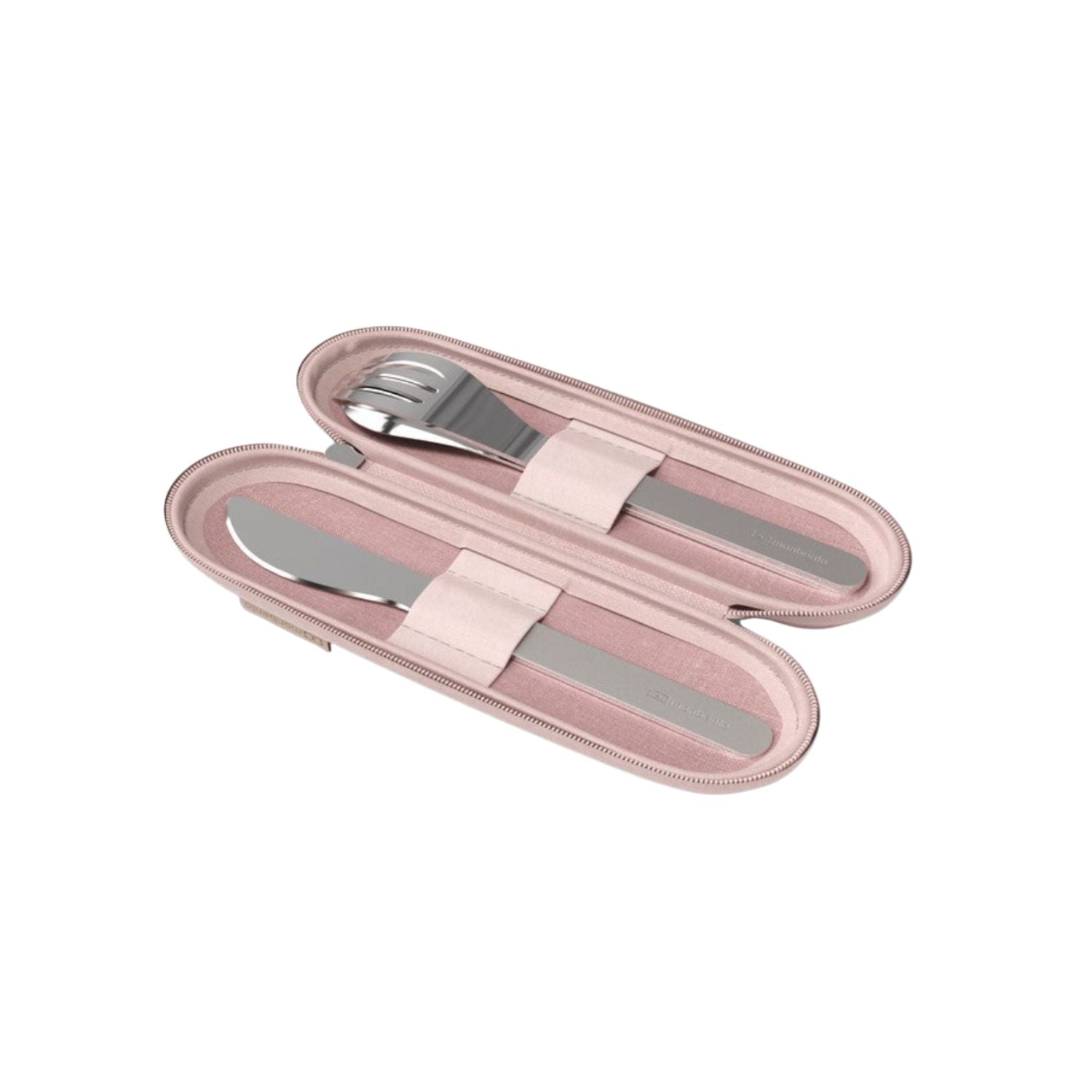 Monbento Slim Nest Pink – stalowy zestaw sztućców w etui na suwak, lekki, kompaktowy, trwały i idealny w podróży, kolor: różowy