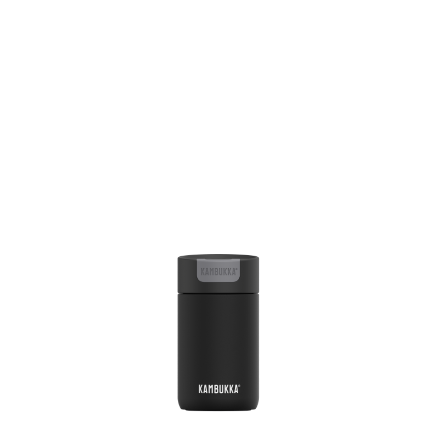 Kambukka Olympus 300 ml Jet Black – kompaktowy czarny kubek termiczny, szczelny, One-Click, Snapclean®, utrzymuje ciepło 6h i zimno 11h.